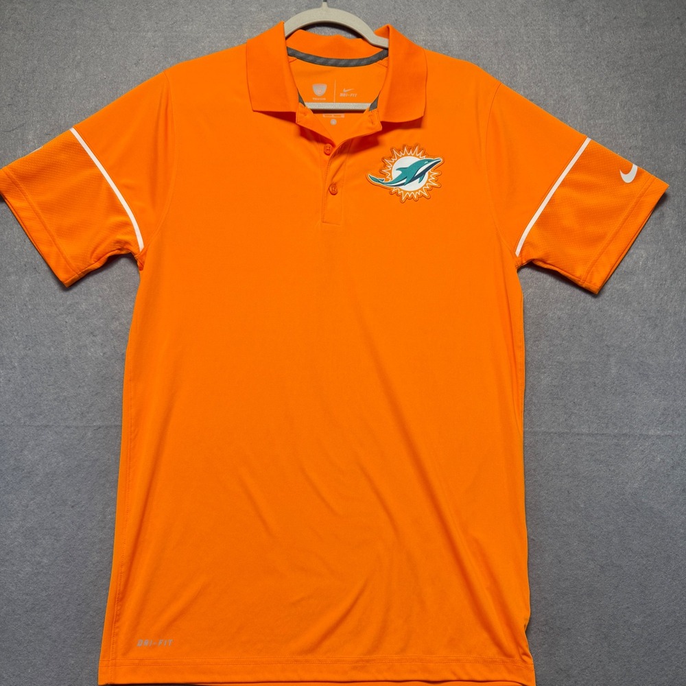 Nike Dri-FIT Miami Dolphins NFL Orange Polo‎ Shirt Small Men's Embroidered Logo